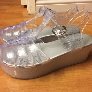 Sparkly Clear Jelly Platform Sandals